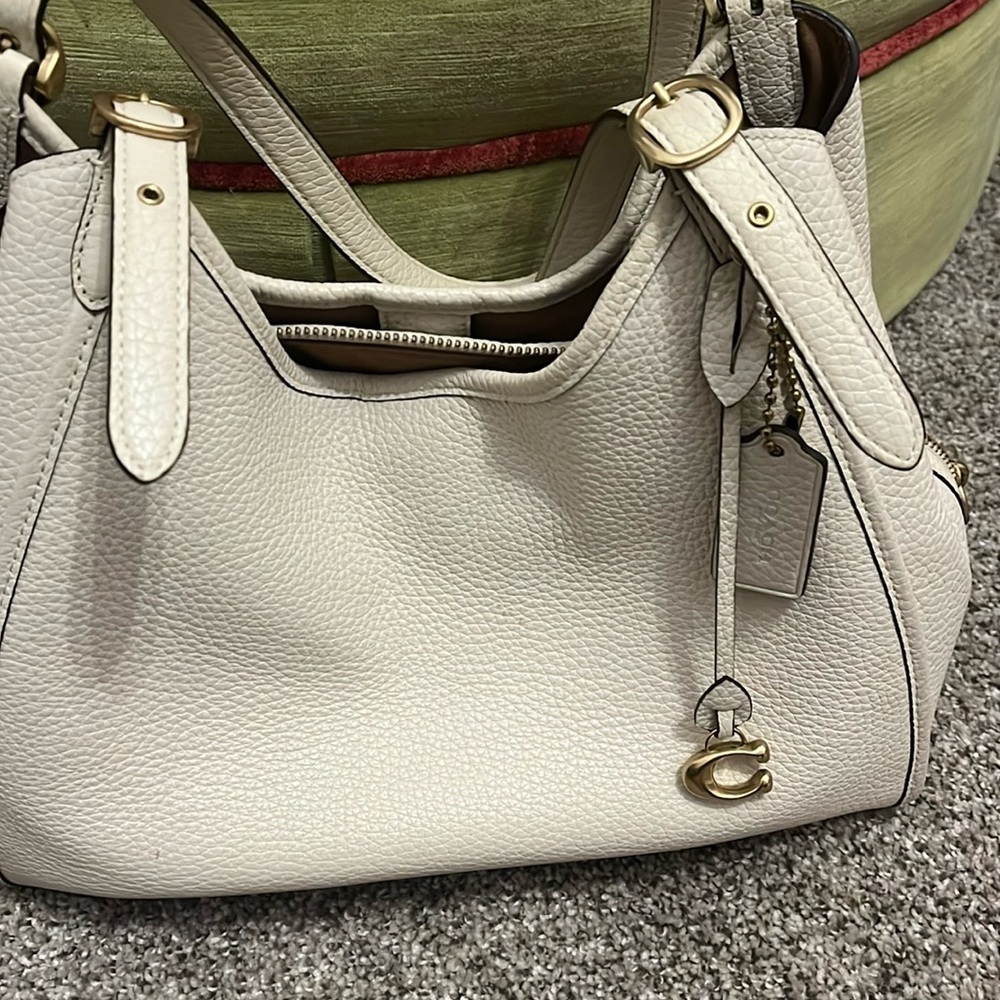 White leather Coach purse bag